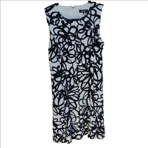 DKNY Black and White Sheath Midi Dress - Picture 1 of 3